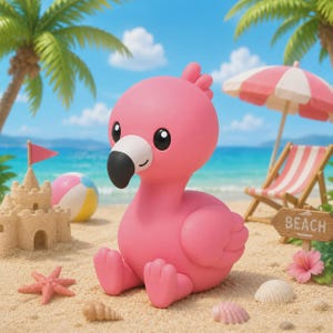 Estatueta de flamingo de 7,6 cm impressa em 3D, decoração de mesa com tema litorâneo.