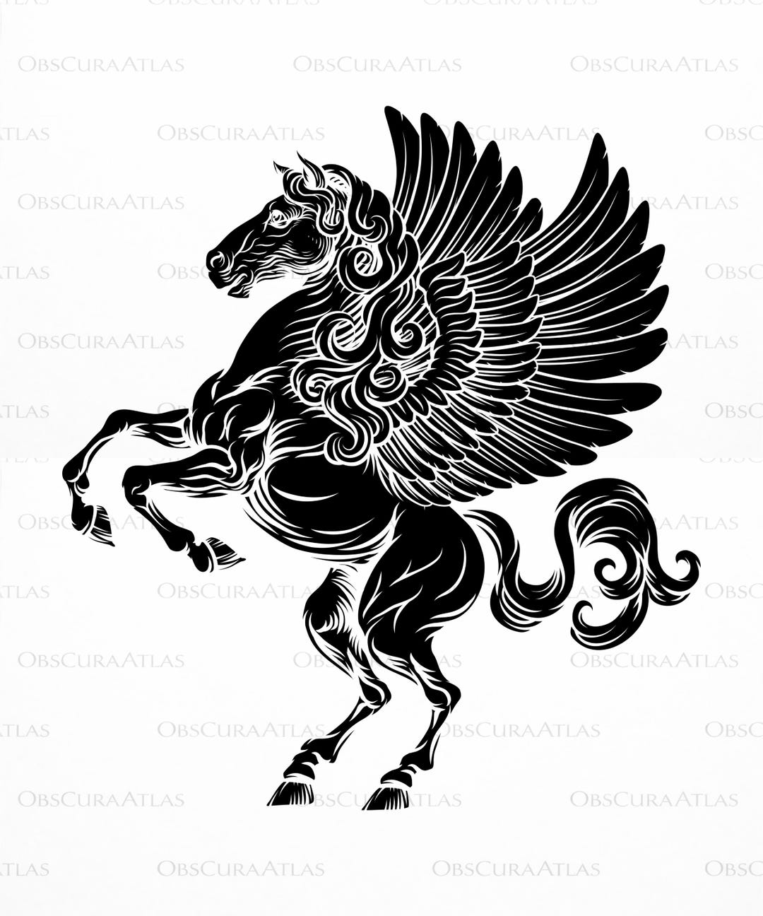Winged Horse Illustration PNG SVG | Mythical Pegasus Art | Fantasy Line ...