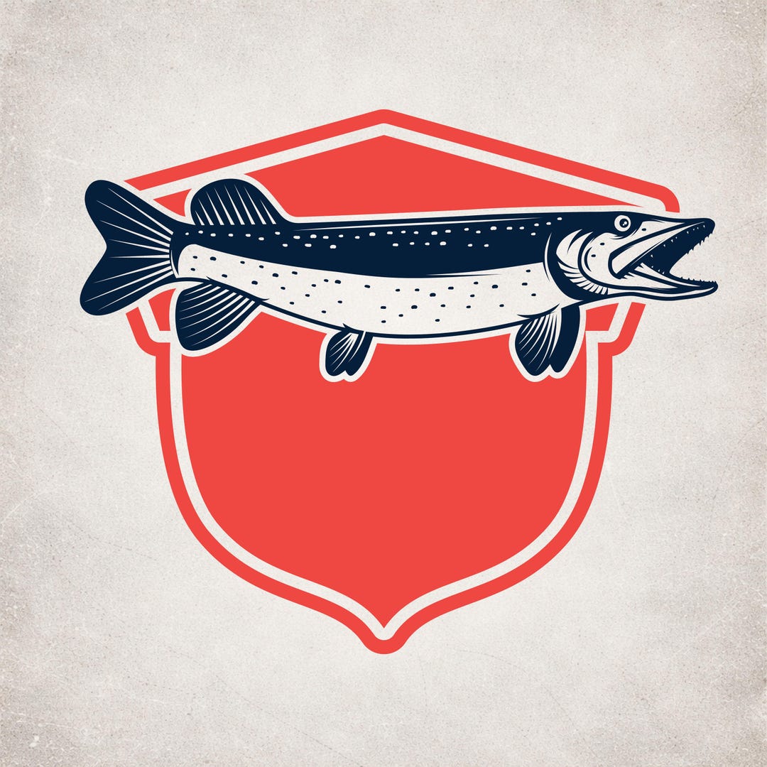 Pike Fishing SVG & PNG Digital Download, Northern Pike Fish Shield Cut ...