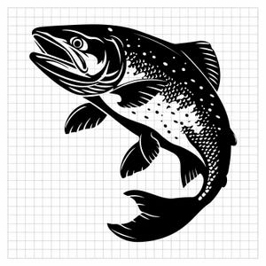 Trout SVG & PNG Digital Download, Steelhead Jumping Vector, Fly Fishing Design, Angler Shirt Cut File, Fish Silhouette Cricut Silhouette