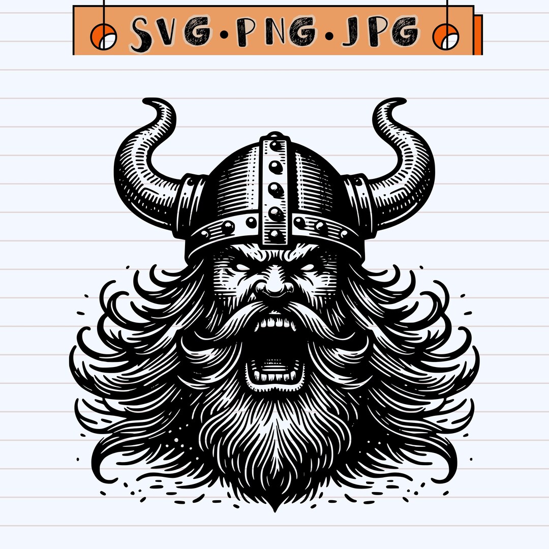 Angry Viking Face SVG PNG – Norse Berserker Warrior Design (digital ...