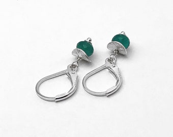 Green Onyx Gemstone Earrings, Handmade Sterling Silver Earrings, Small Earrings, OOAK Gemstone Earrings Under 30, Angela Cuartas Jewelry