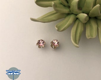 Baby Pink Topaz Studs, Pink Topaz, Sterling Silver Earrings, Gemstone Earrings, 4 mm Gemstone Studs, OOAK Gemstone Earrings under 30