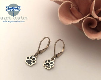 Paw Print Charm Earrings, Sterling Silver Earrings, Dog Lover, Cat Lover, Animal Lover, Sterling Earrings under 40