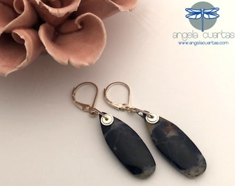 Sodalite Gemstone Earrings, Sterling Silver Earrings, OOAK Natural Dainty Gemstone Earrings under 50, Angela Cuartas Jewelry