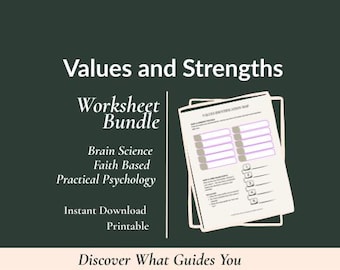 Strengths and Values Worksheet Bundle | Christian Identity and Decision-Making Printables | Coaching Worksheets