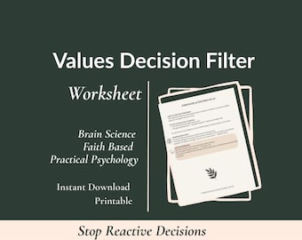 Values Decision Filter Worksheet | Wise Decision Making Printable | Emotional Clarity Tool