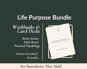Strengths and Values Workbook Bundle with Card Decks | Self Discovery Printable | Life Purpose Coaching