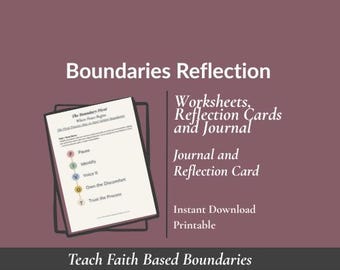 Pacote de Diário de Limites e Cartões de Reflexão | Limites Cristãos para Imprimir | Ferramentas de Coaching de Fé e Neurociência