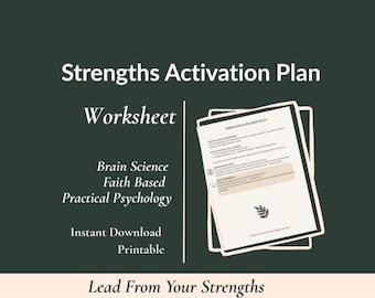 Strength Activation Plan Worksheet | Character Strengths Growth Tool | Values-Based Self Development