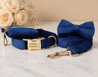 Gepersonaliseerde hondenhalsband met gegraveerd ID – zachte flanellen puppyhalsband
