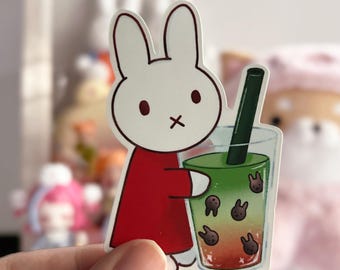 Miffy Matcha Boba Sticker | Cozy Bunny Art Vinyl Decal (2"x3")