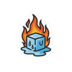 Melting Ice Cube on Fire Kiss-Cut Stickers | Flame & Drip Vinyl Sticker