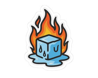 Melting Ice Cube on Fire Kiss-Cut Stickers | Flame & Drip Vinyl Sticker