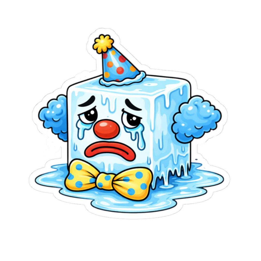 Crying Cubed Melting Crying Clown Ice Cube Kiss-cut Sticker | Sad Clown Sticker - Etsy