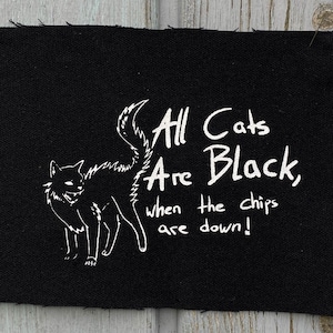 Chat noir | Patch sérigraphié | DIY, Punk, Crust, ... | Accessoire pour vestes, sacs, sweats à capuche et plus