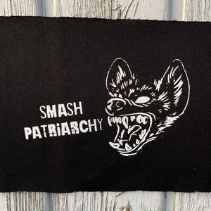 Smash Patriarchaat-zeefdrukpatch | Feministische DIY Crust Punk | Opnaaiaccessoires Jassen Tassen Battlevests