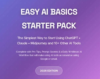 AI Tools Beginner Guide 2026 | ChatGPT, Claude, Midjourney (Digital Download PDF)