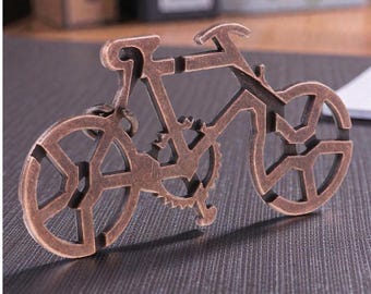 Metalen fietspuzzel, handgemaakte draadbrainkraker, bureauspel