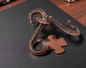 Metal S Lock Puzzle, Bronze Alloy Interlocking Desk Toy
