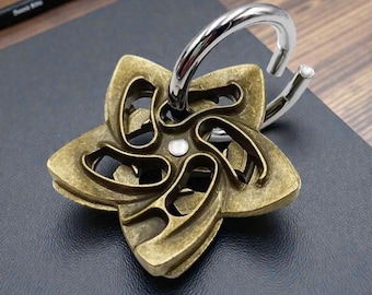 Cast Metal Puzzle Helix, Disentanglement Brain Teaser, Collectible Desk Puzzle Gift For Adults