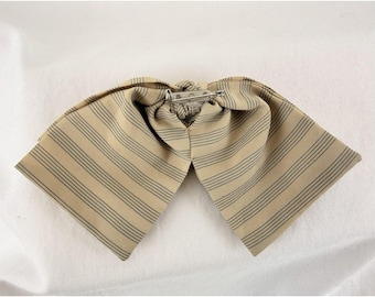 Vintage Fabric Bow Brooch Pin Ticking Stripe Handmade Prairie Cottagecore