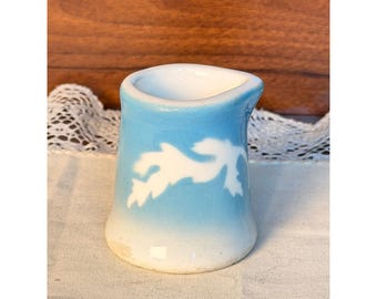 Mini lattiera in ceramica vintage USA, brocca individuale per ristorante, blu e bianca