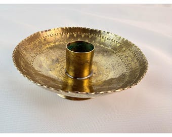 Portavelas de latón Torssell Sweden, estilo vintage de mediados de siglo, estampado a mano con el caballo de Dala