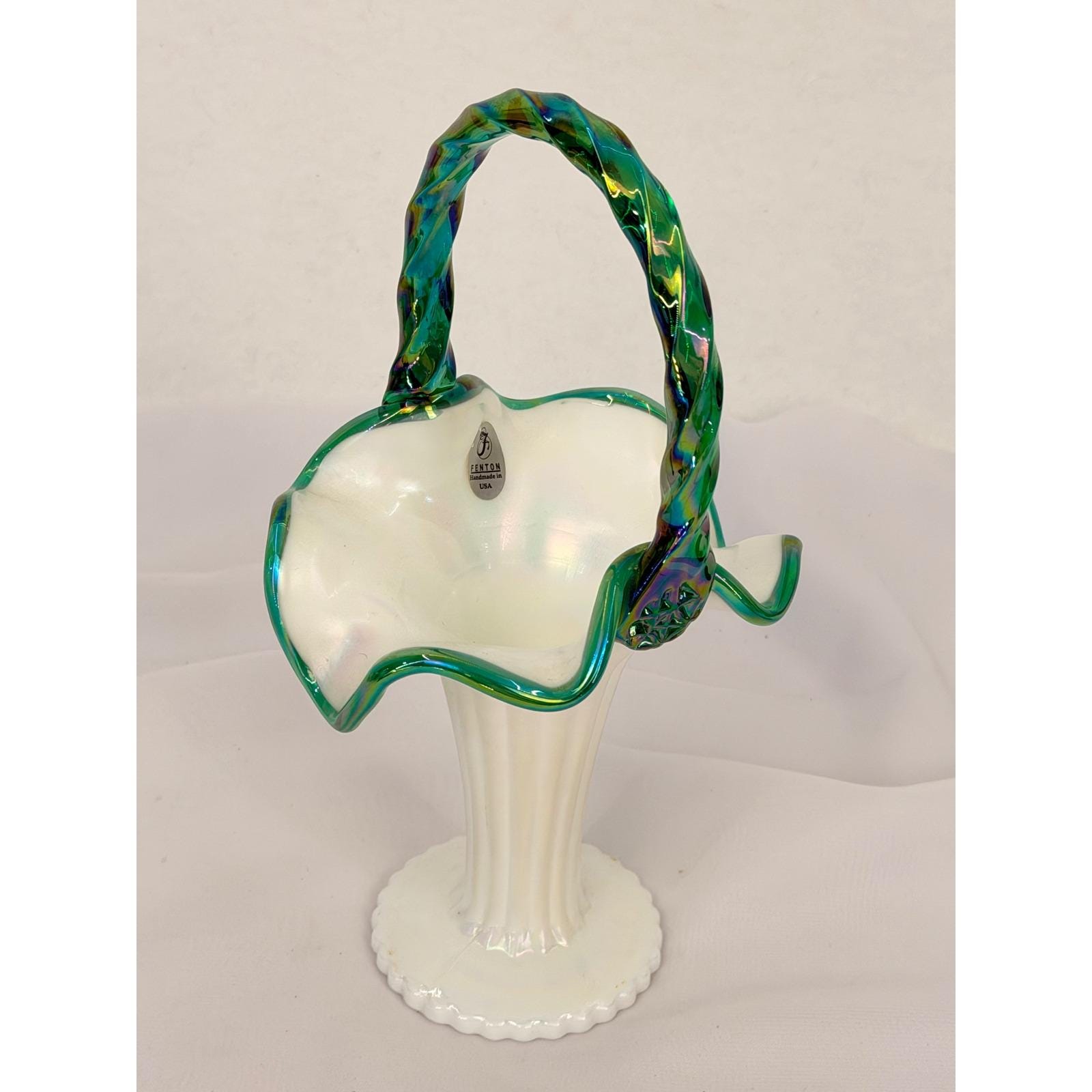 Fenton Emerald Green Basket - Etsy