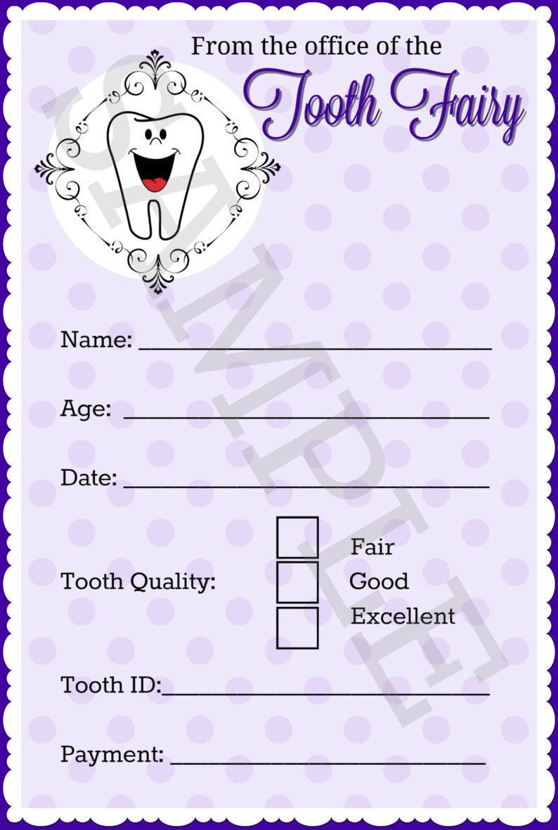 Free 9 Tooth Fairy Receipt Samples Templates In Pdf Tooth Fairy