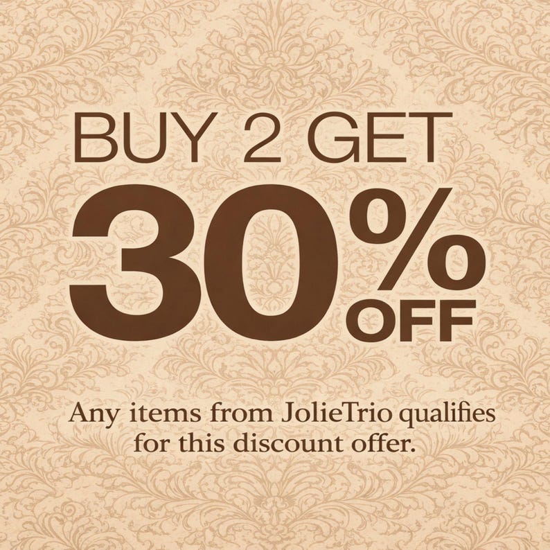 May include: A promotional graphic with a beige floral pattern background. The text "BUY 2 GET 30% OFF" is displayed in brown. The text "Any items from JolieTrio qualifies for this discount offer" is also present.