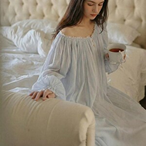 Women Nightgown Modal Long Sleeve Crew Neck Color Block Side Slit Sleepwear Nightshirt Summer Cozy Soft Full Slip Casual Loose Maxi Pajama Dress Lounge Dresses, Plus Size For Pregnant Woman, One Size