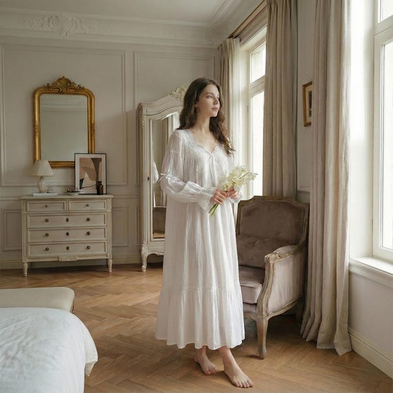 Cotton Linen Nightgowns / Sleepwear: Vintage Chemise, Renaissance Night  Dress, Long Loungewear & Nightwearcotton - Etsy Israel