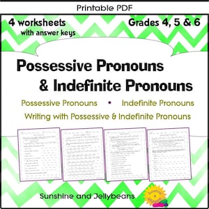 Possessive Indefinite Pronouns - Parts of Speech Writing no-prep - Grades 4, 5, 6