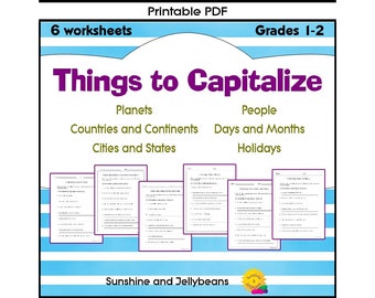 Things to Capitalize - Parts of Speech, Proper Nouns, Writing, Grammar - no-prep worksheets