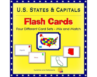 U.S. States and Capitals Flash Cards - Fun and Easy! - Geography Practice