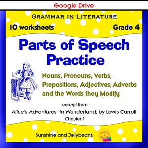 Parts of Speech Worksheets: Alice in Wonderland - Grades 4-5 (Google Drive)