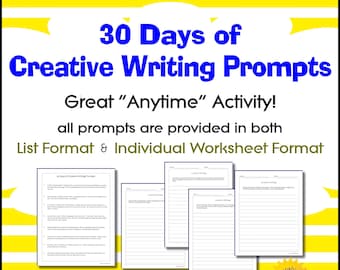 Creative Writing Prompts - Paragraph, Short Story, Poem - Writing Activity