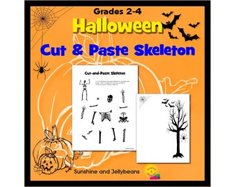 Halloween - Cut-and-Paste Skeleton - Fun Halloween Art Activity! - Grades 2-4