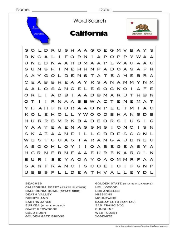 50 States Word Search Puzzles - U.S. States Geography