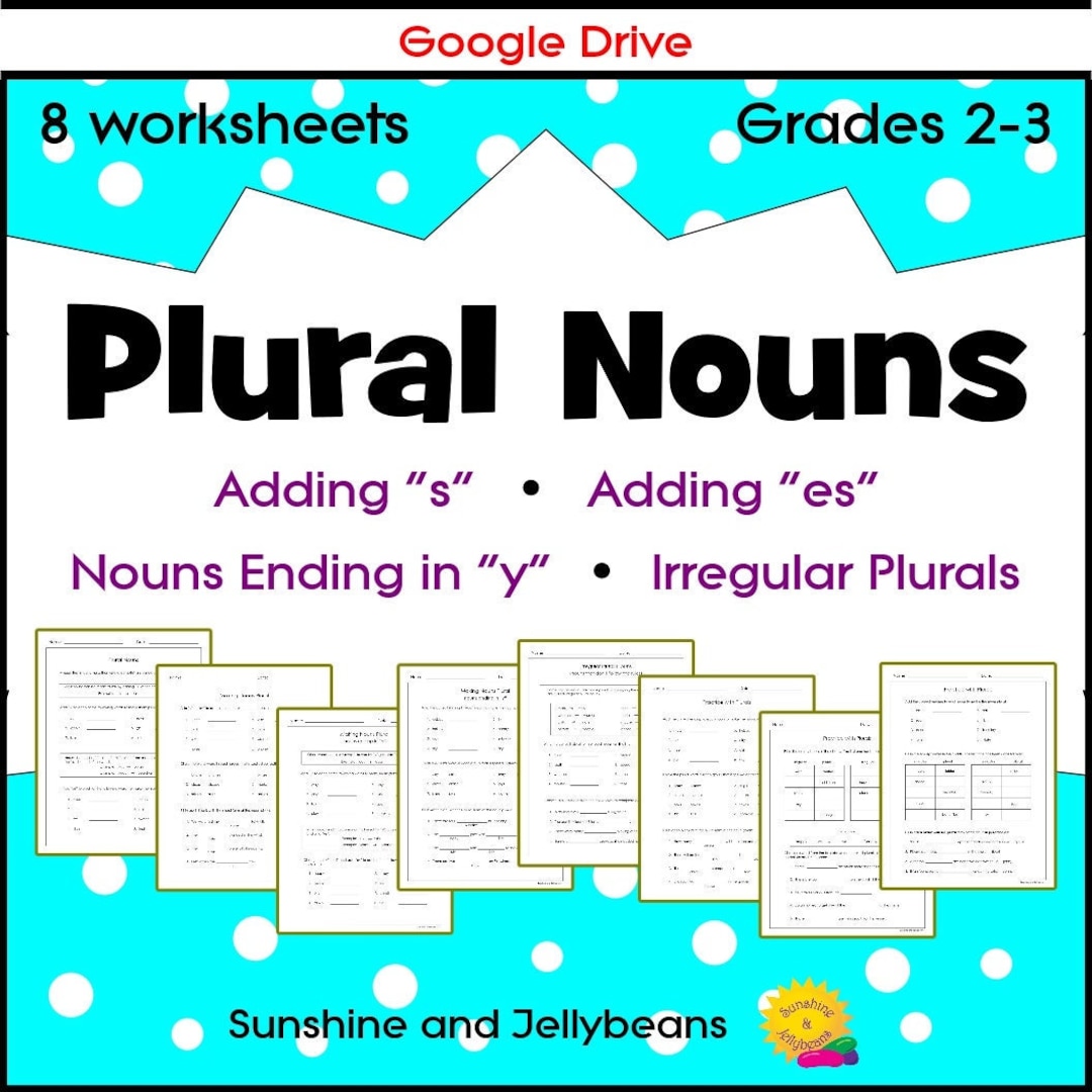 Plural Nouns Regular and Irregular 8 Worksheets Grades Etsy