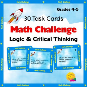 Math Logic, Critical Thinking Skills, Brain-Teasers - Math Task Cards Activity