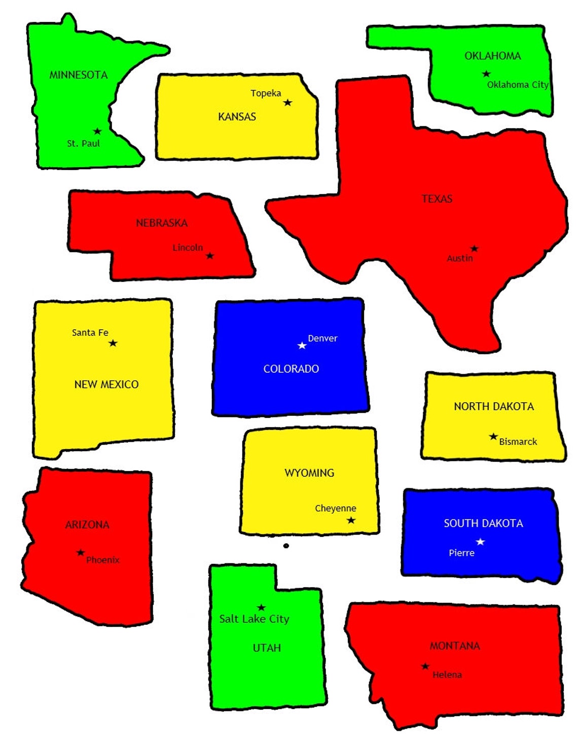 U.S. States Map - Printable Jigsaw Puzzle - Grades 3-7 - Learn the ...