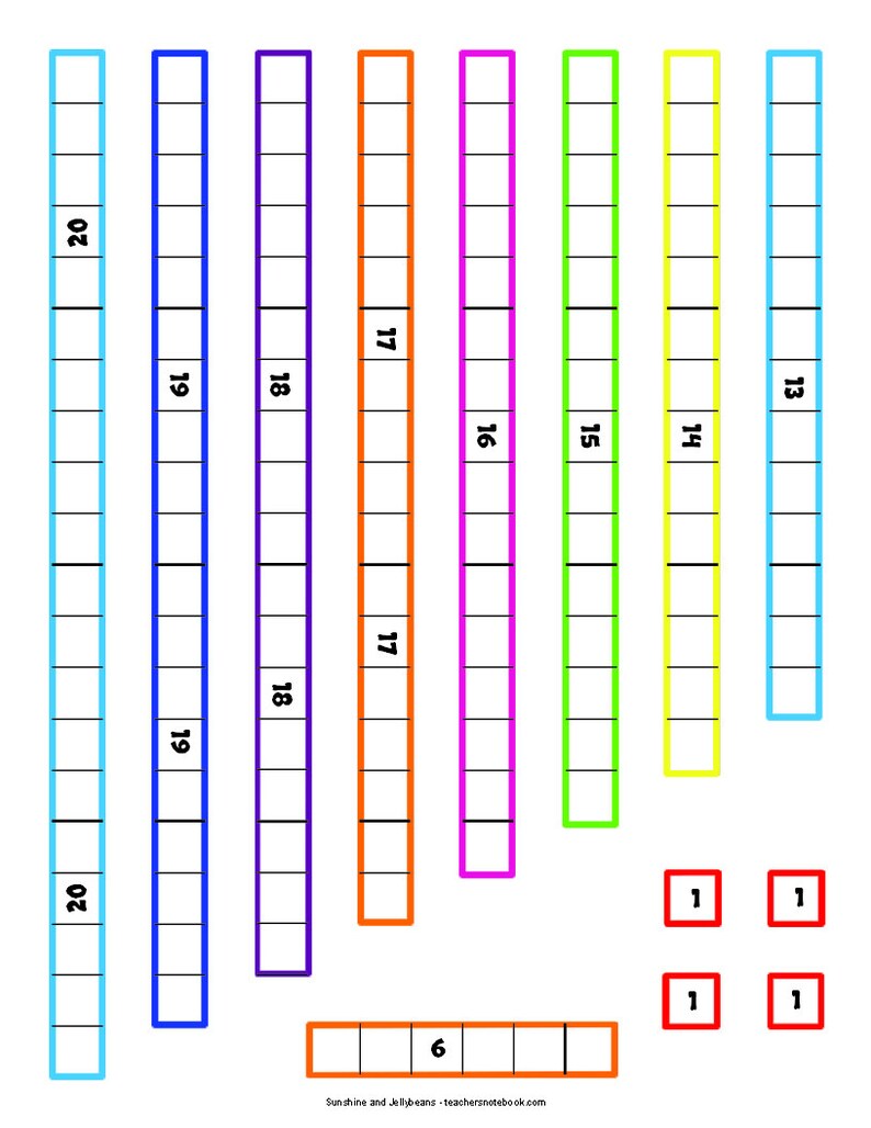 Printable Counting Rods Cuisenairestyle Manipulatives With Activity