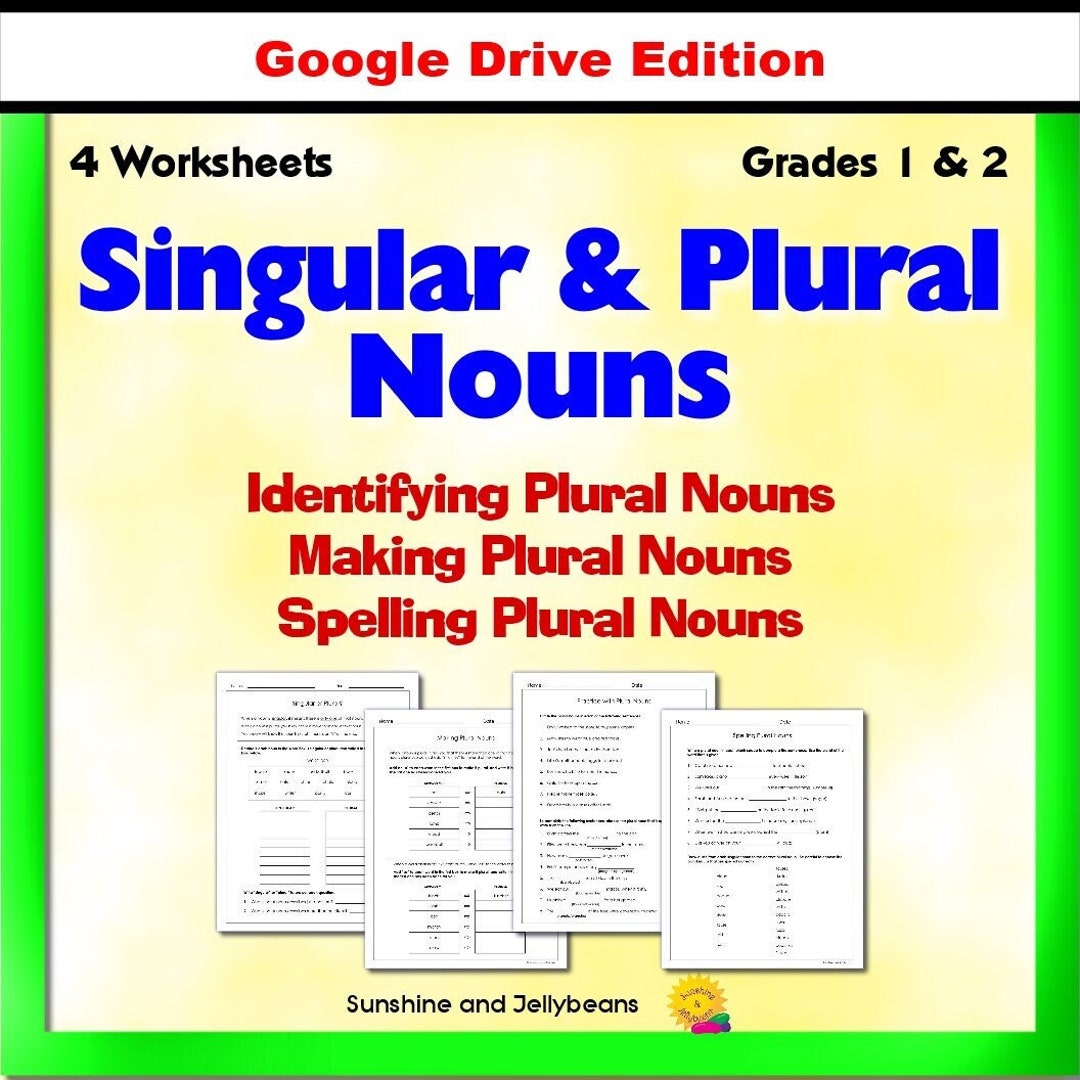 Singular and Plural Nouns 4 Practice Worksheets Grades 1-2 - Etsy