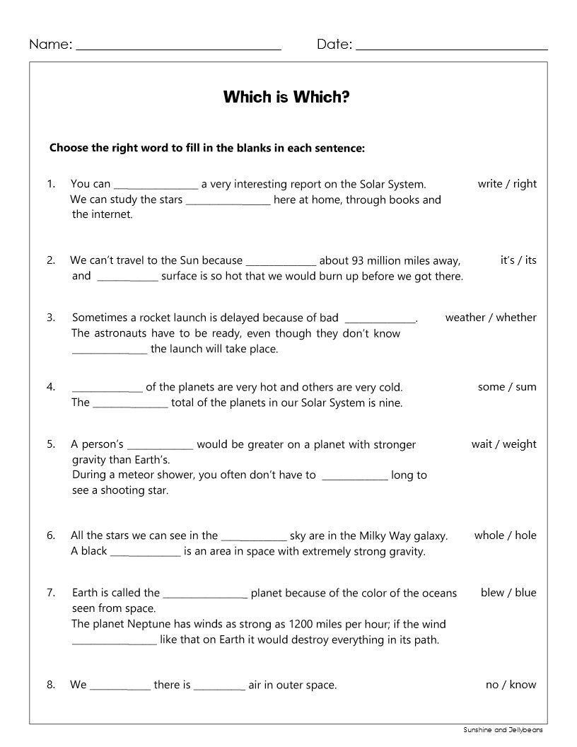 Homophones, Sound-alike Words - Vocabulary, Spelling, Writing, Outer ...
