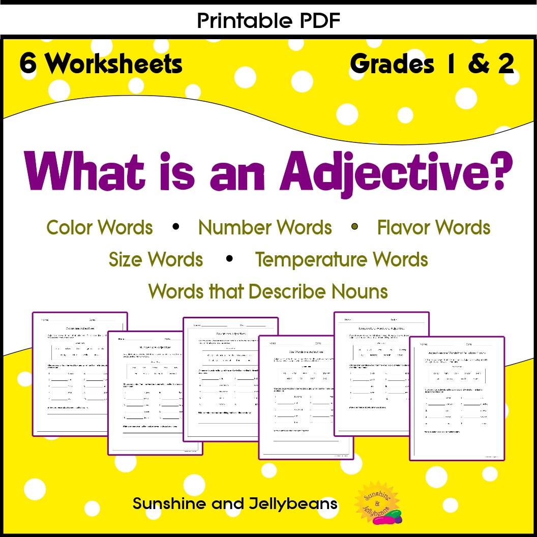 Adjectives BUNDLE Adjectives, Articles, er, est 14 Worksheets Grades 1 ...