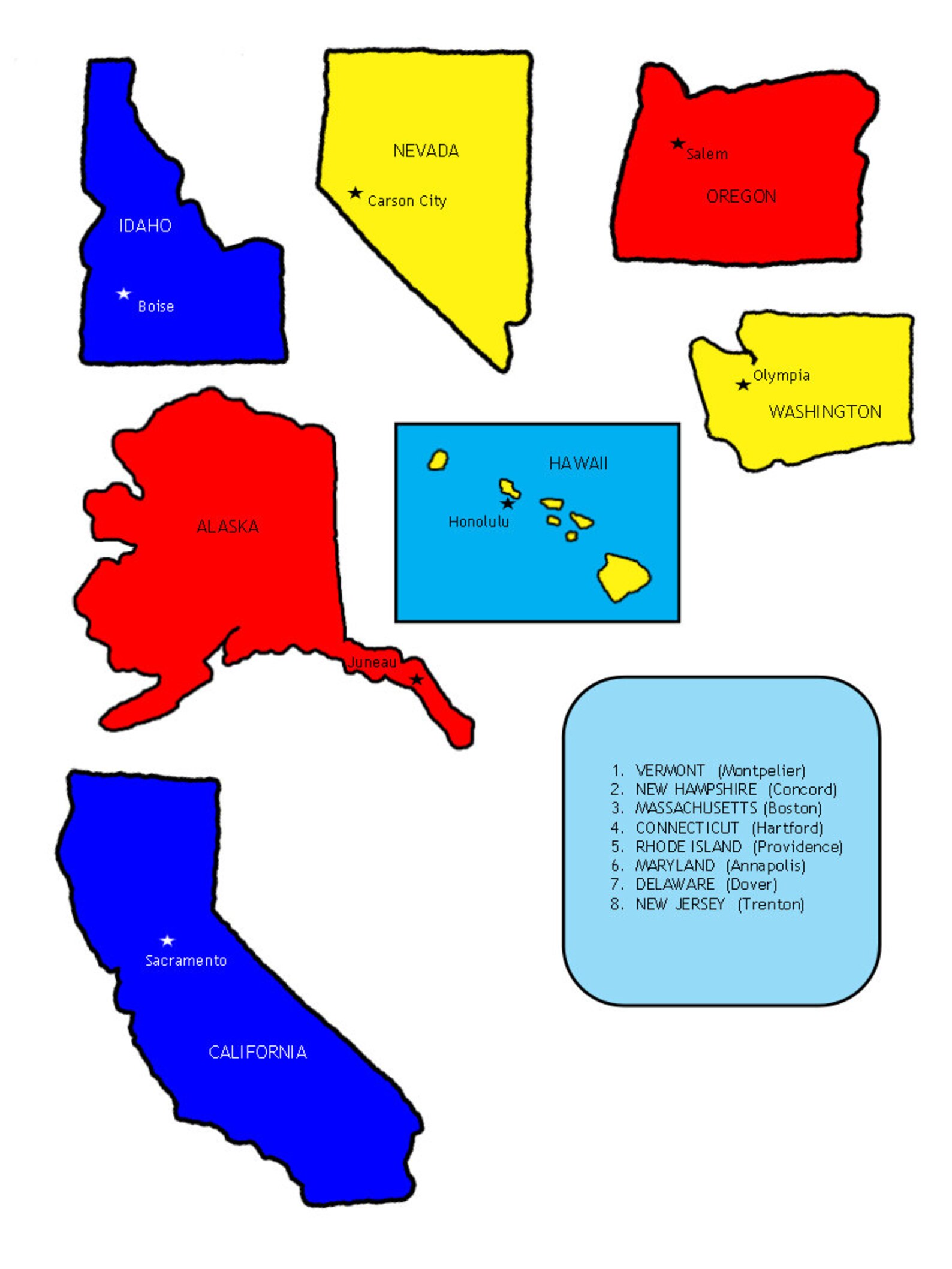 U S States Map Printable Jigsaw Puzzle Grades 3 7 Learn Etsy