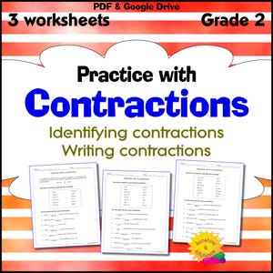 Contracciones con apóstrofes: escritura, ortografía, vocabulario y categorías gramaticales - Paquete en PDF y Google Drive
