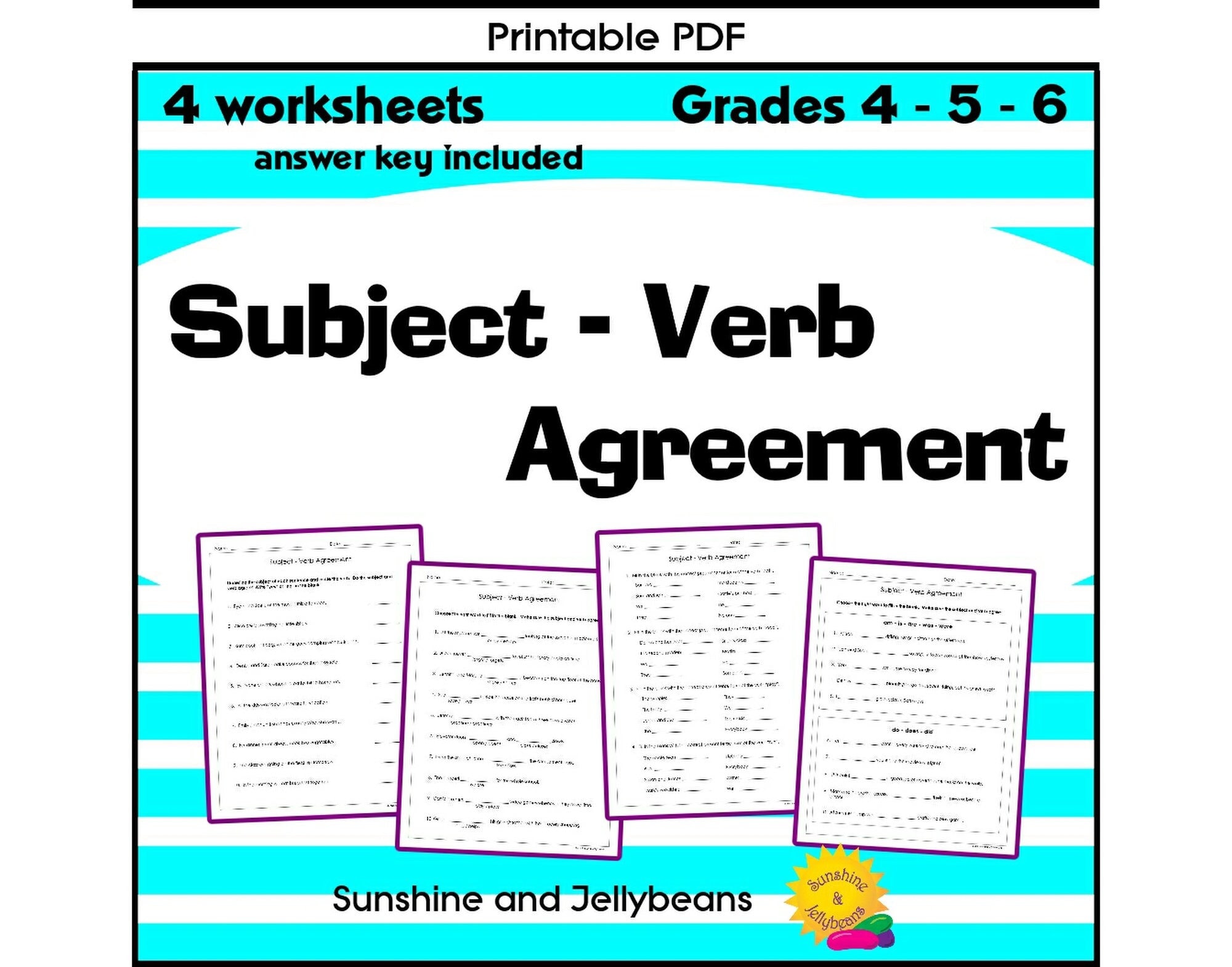 Subject-verb Agreement - 4 Worksheets - Great Practice! - Grades 4-5-6 ...